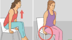 Pancia tonica e addome piatto con gli esercizi su una sedia