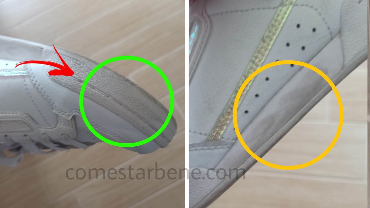 Scarpe ginnastica, gomma macchiata