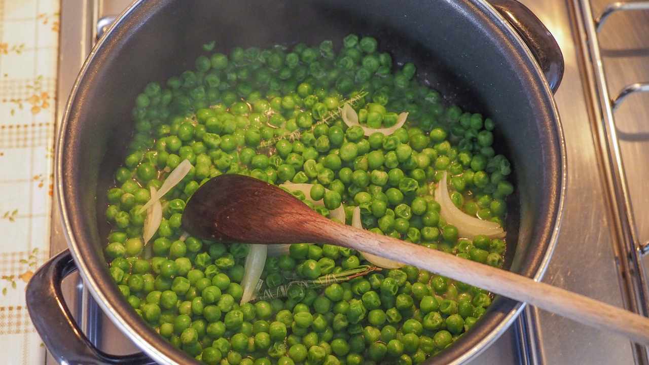 cucinare piselli