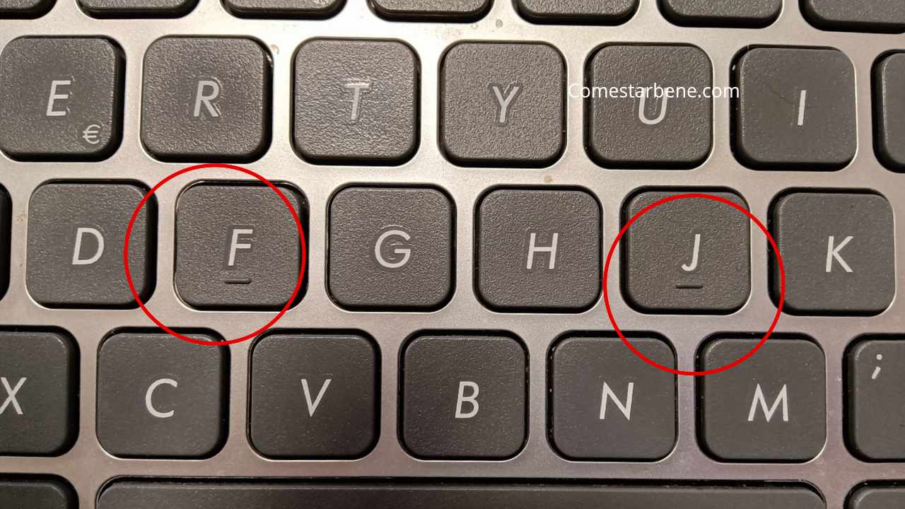 tastiera funzione tasti f e j