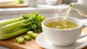 Benefici del tè di sedano: diuretico naturale, migliora la circolazione e la digestione. Facile da preparare!