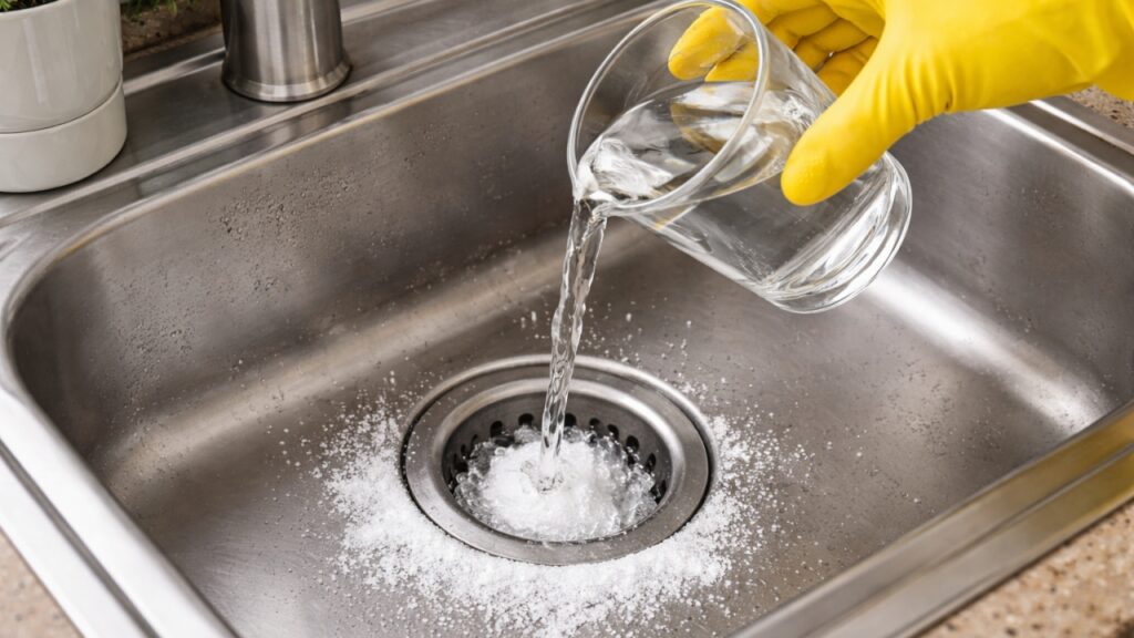 bicarbonato e aceto per scarico lavandino